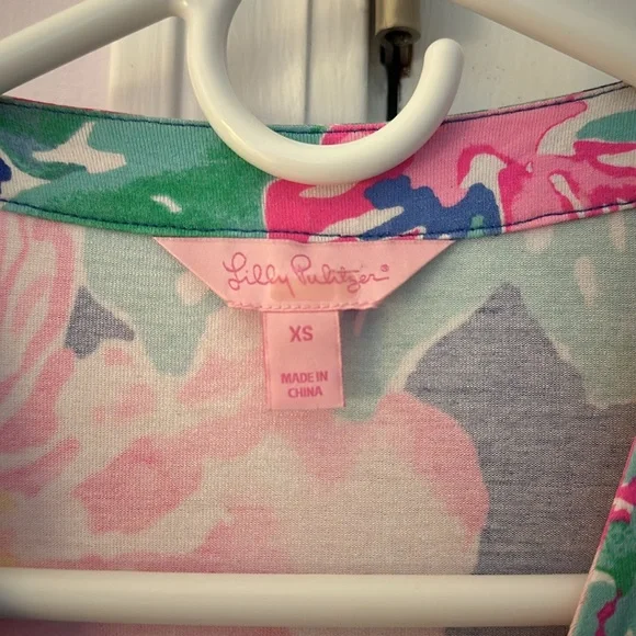 Lily Pulitzer Floral Wrap Dress with Pink and Blue - Picture 2 of 3